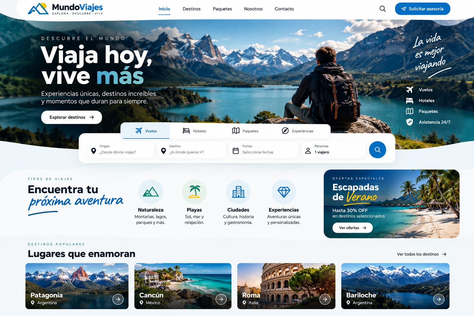 Propuesta visual para una página de turismo